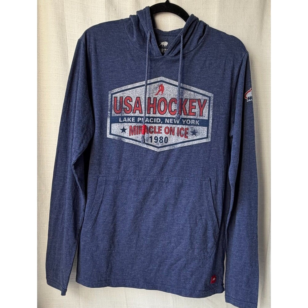 USA Hockey Miracle On Ice 1980 Sportiqe Hoodie Mens M Blue Lake Placid